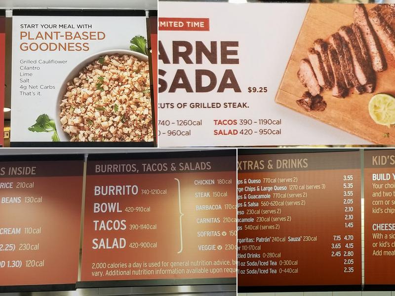 Chipotle Mexican Grill Menu