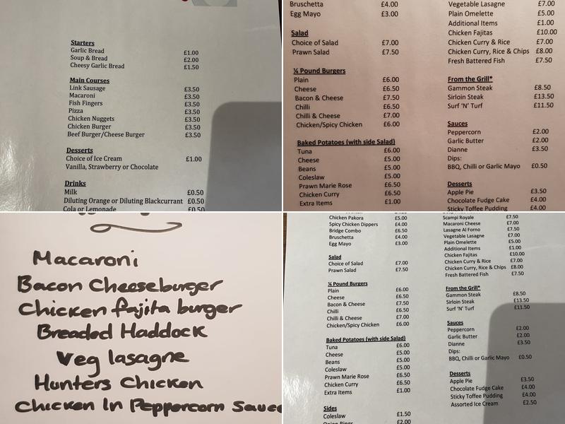 The Bridge Inn Menu