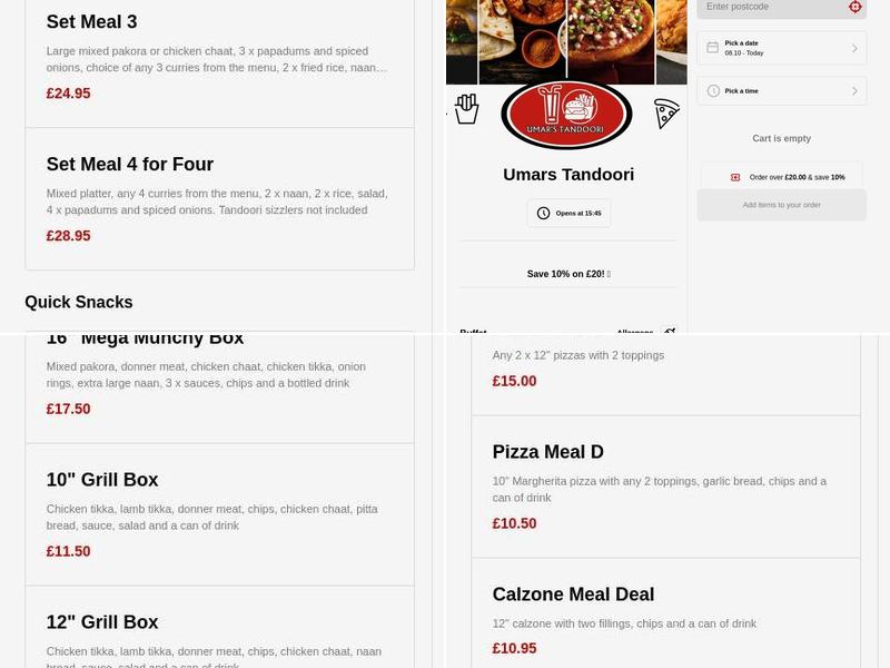 Umar's tandoori Menu