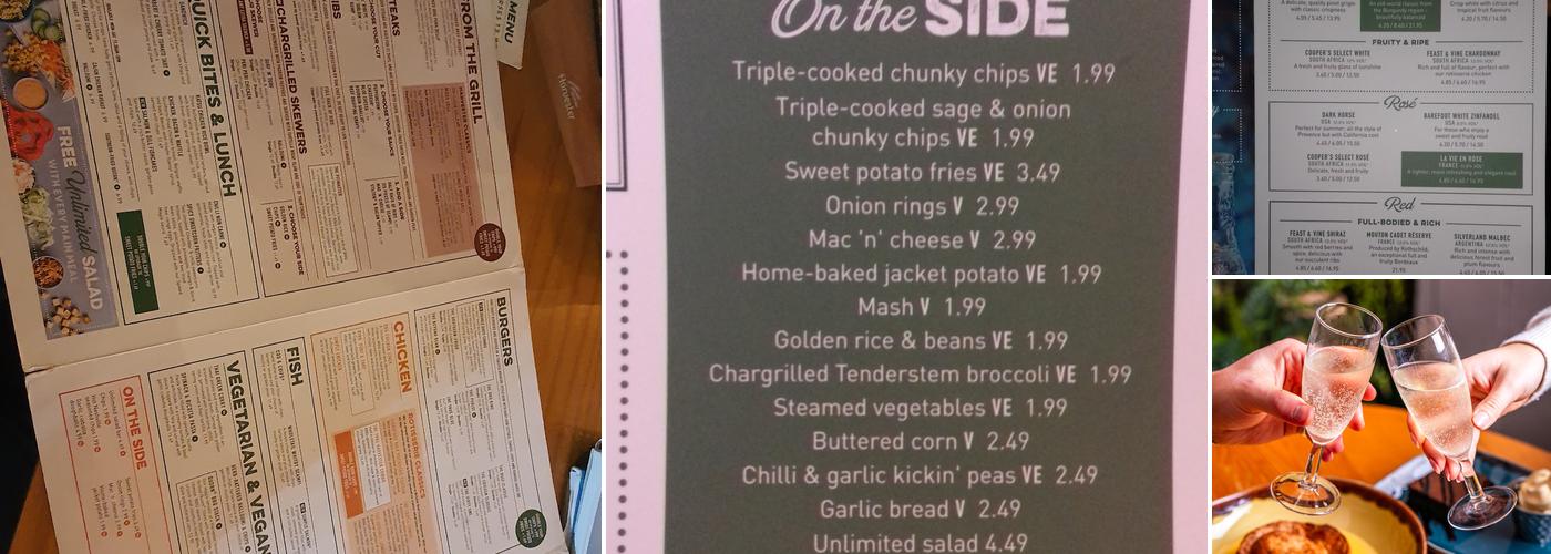 Harvester Treble Bob Barlborough Menu