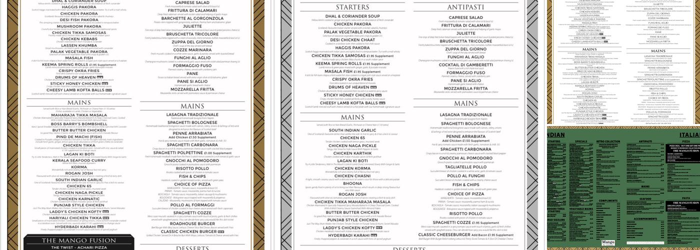 Mango The Restaurant Menu