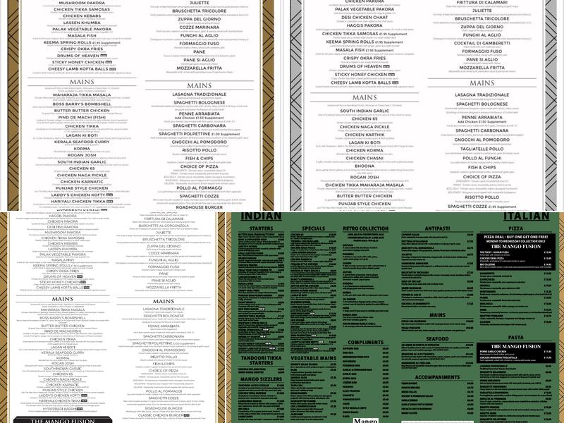 Mango The Restaurant Menu