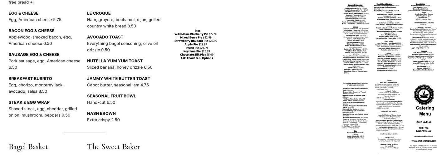 H B Provisions Menu