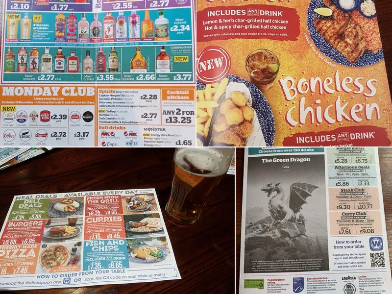 The Green Dragon - JD Wetherspoons Menu