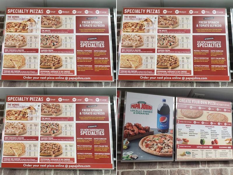 Papa Johns Pizza Menu