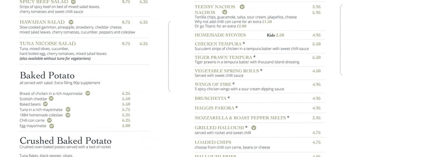 The Town Bistro Menu