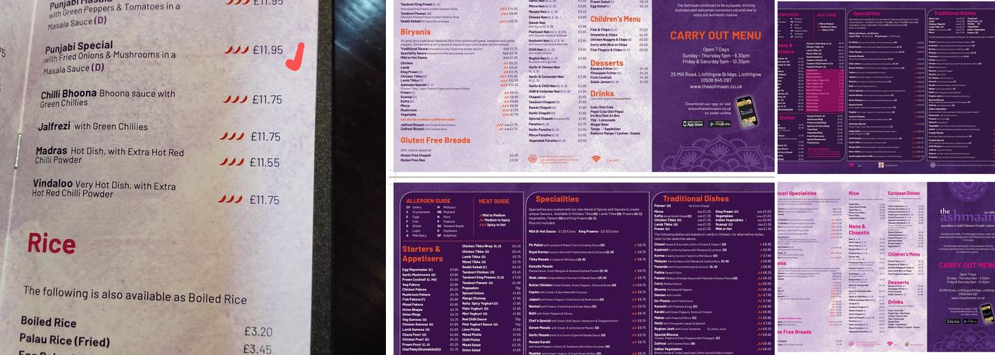 The Ashmaan Menu
