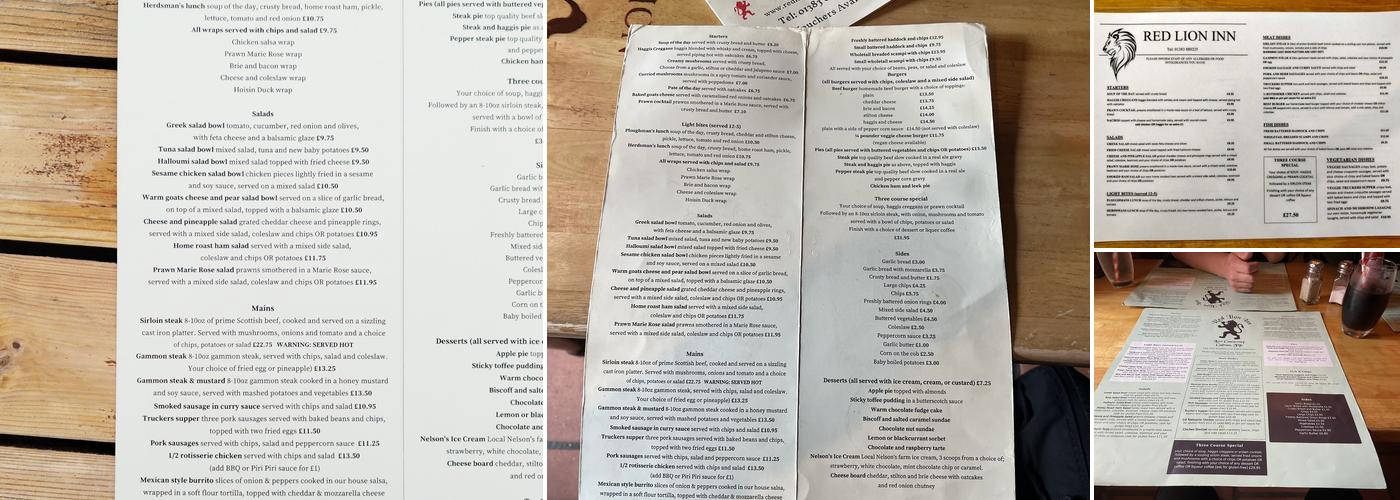The Red Lion Inn Menu