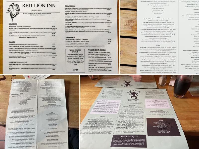 The Red Lion Inn Menu