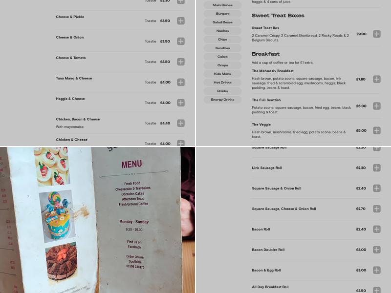 Sorocha's Cheesecake Café & Take-Away Menu