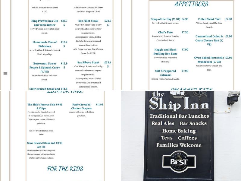The Ship Inn Menu