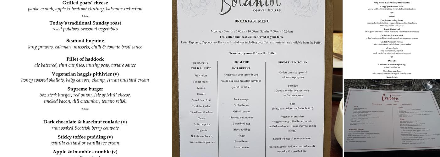 Best Western Plus Keavil House Hotel Menu
