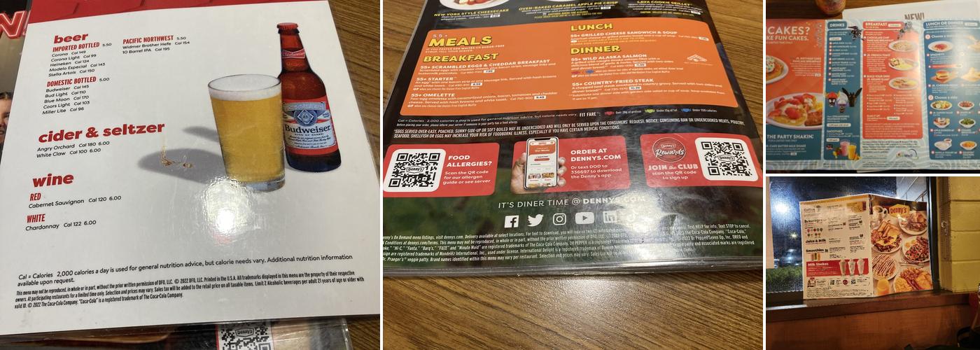 Denny's Restaurant Menu