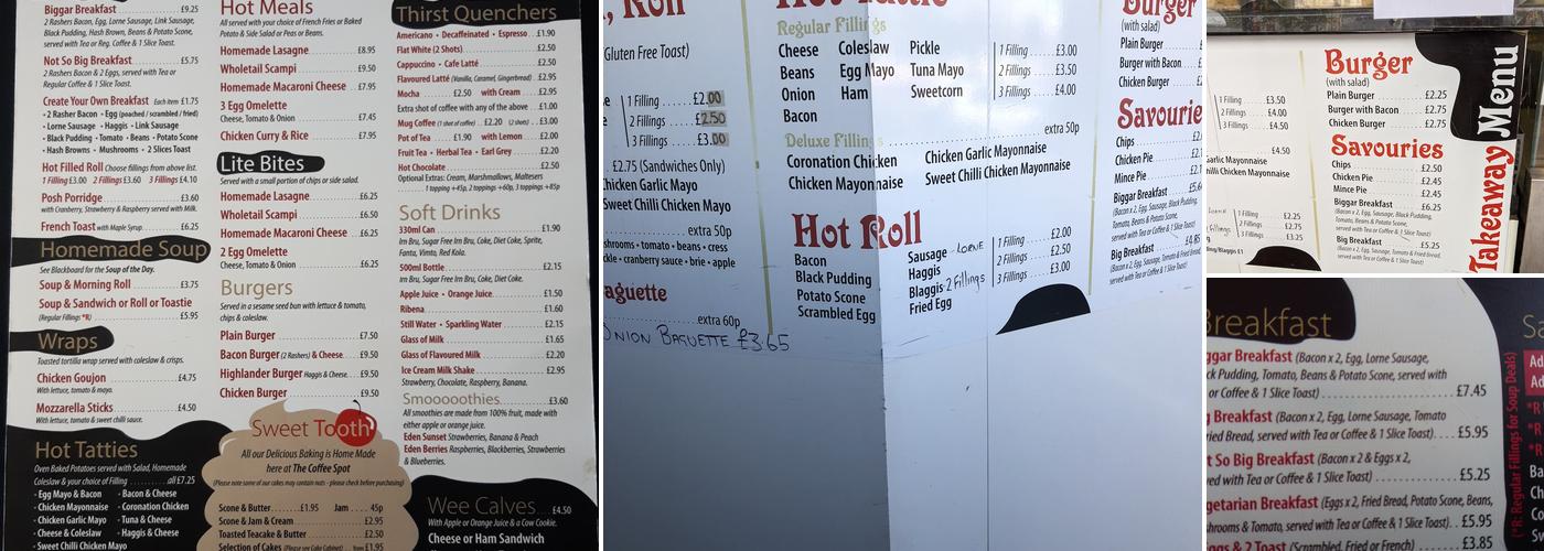 The Coffee Spot Menu