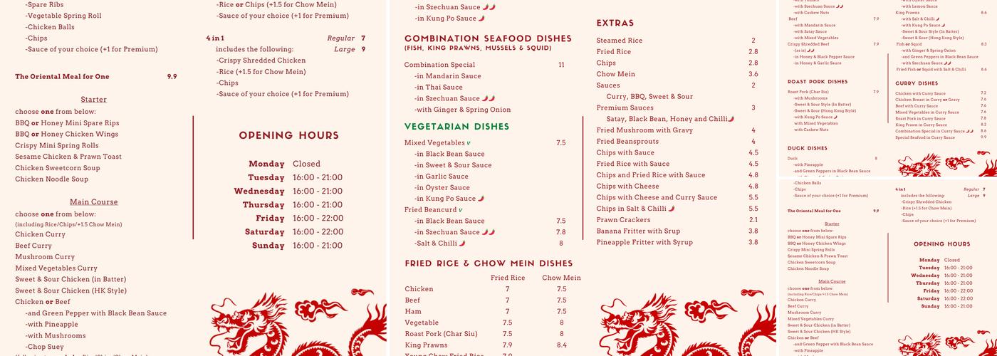 The Oriental Menu