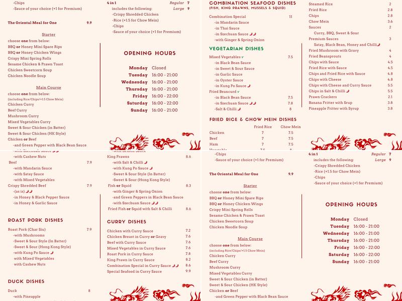 The Oriental Menu