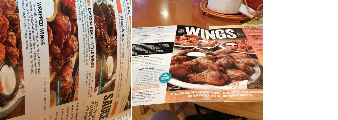 Hooters Menu