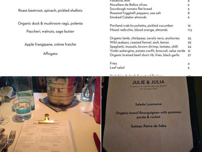 Brassica Restaurant Menu