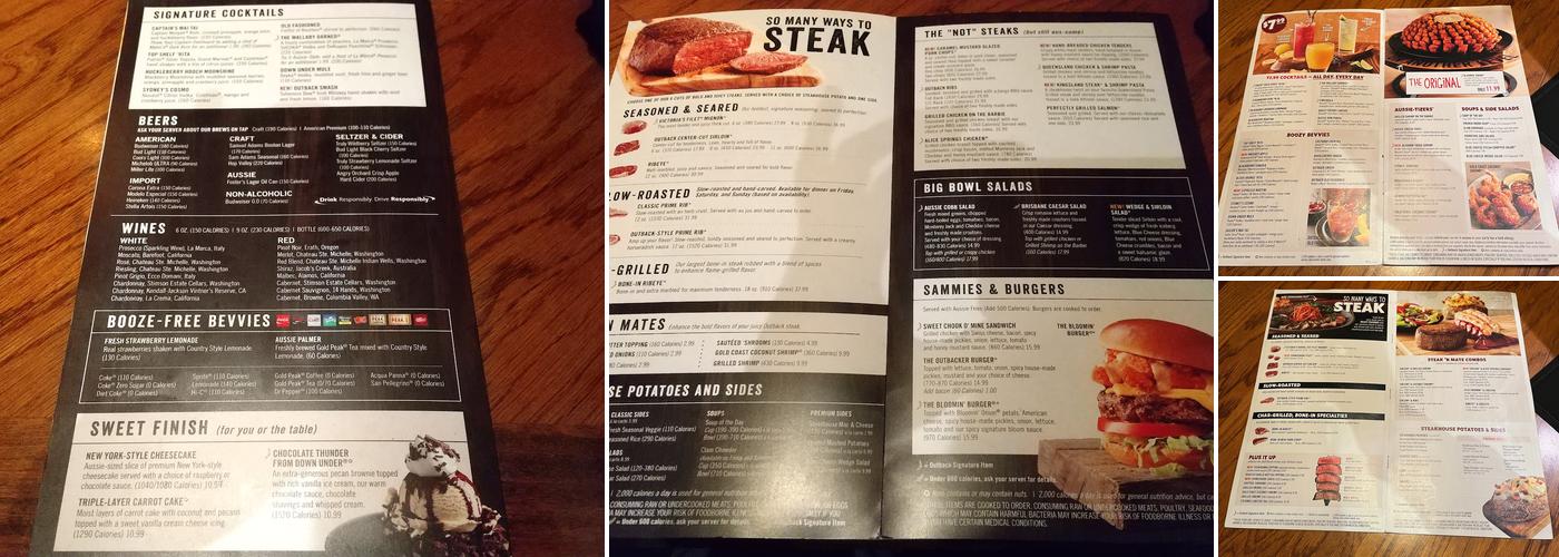 Outback Steakhouse Menu