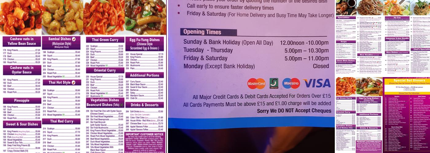 Golden Inn Restaurant Menu