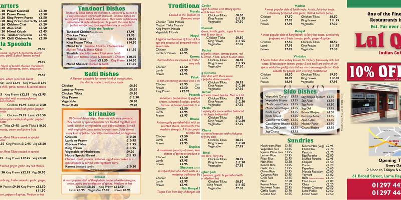 Lal Qilla Menu
