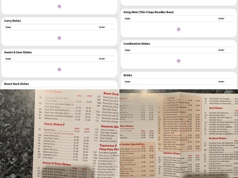 Dans Garden Chinese Menu