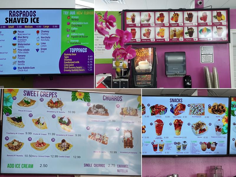 Raspados Hawaiian Menu