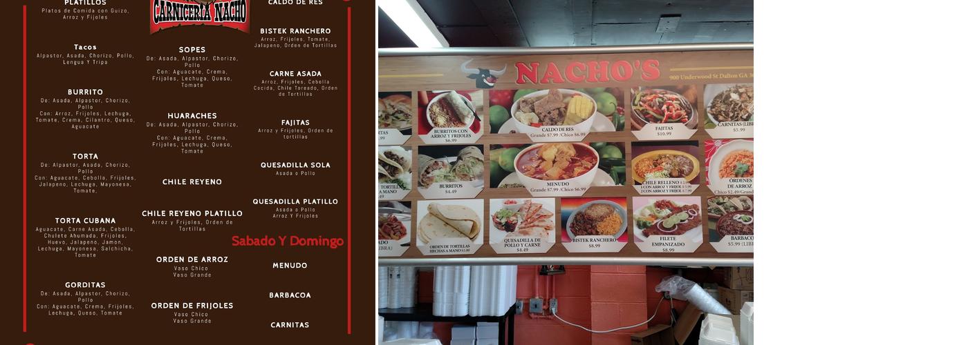Carniceria Nacho Menu
