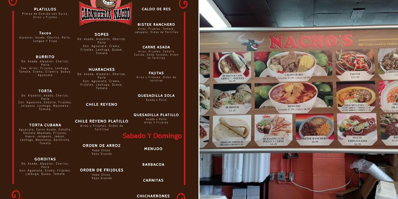 Carniceria Nacho Menu