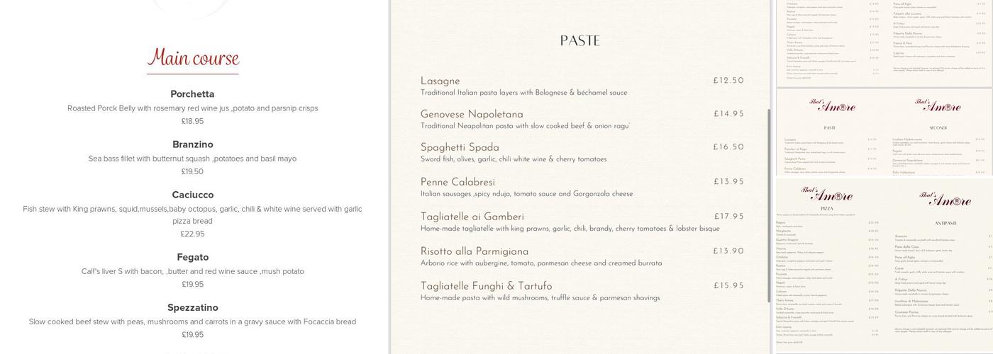 That's Amore Italian Restaurant Menu