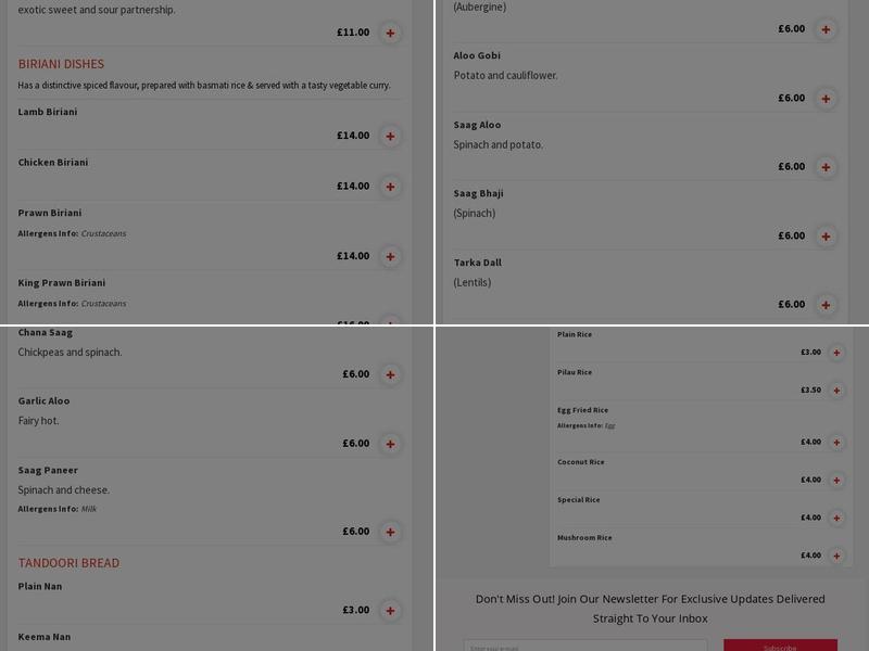 Ripley Curry Garden Menu