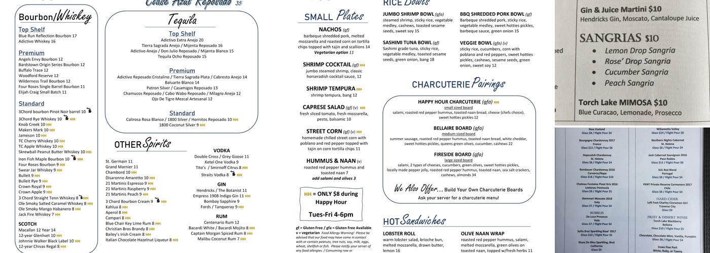 Fireside Lounge (formerly Hello Vino) Menu