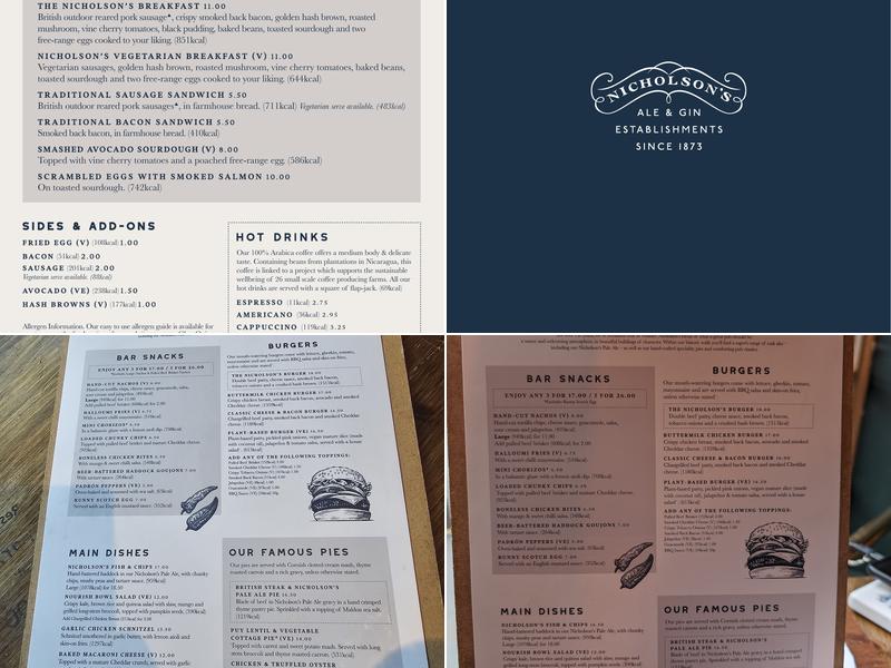 The Railway Tavern Menu