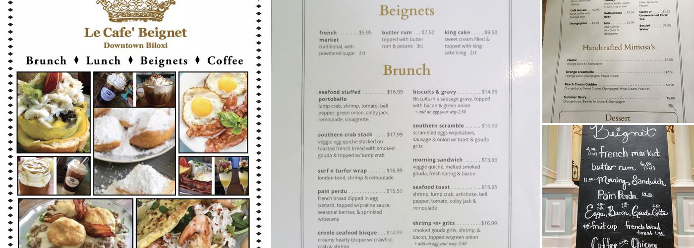 Le Cafe’ Beignet Menu