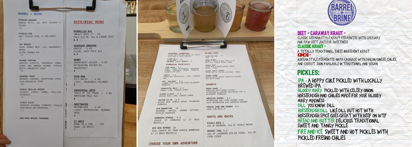 Buffalo Barrel + Brine Menu