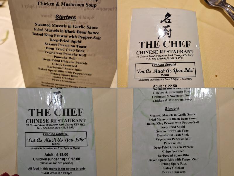 The Chef Restaurant Menu