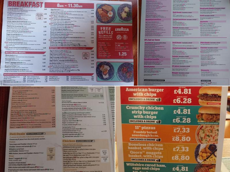 The Samuel Hall - JD Wetherspoon Menu