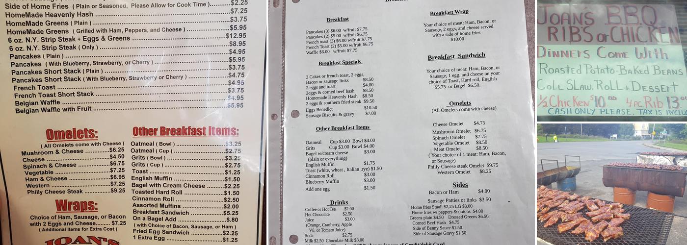 Joan's Diner Menu