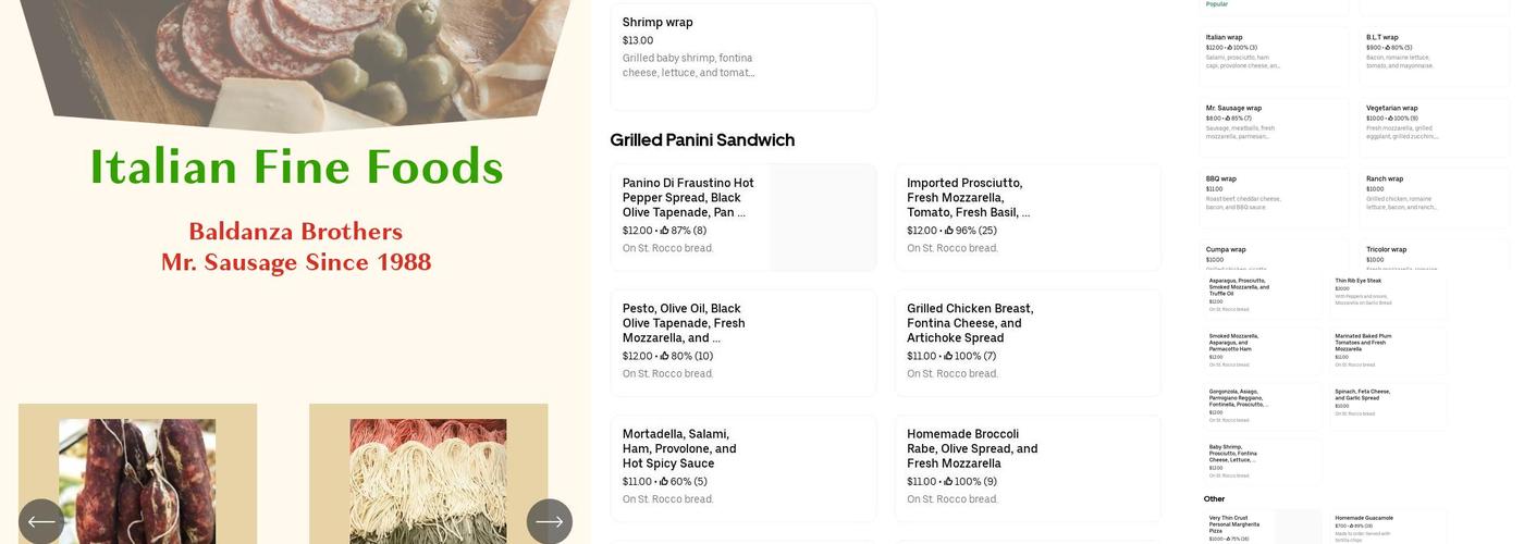 Baldanza Bros. Menu