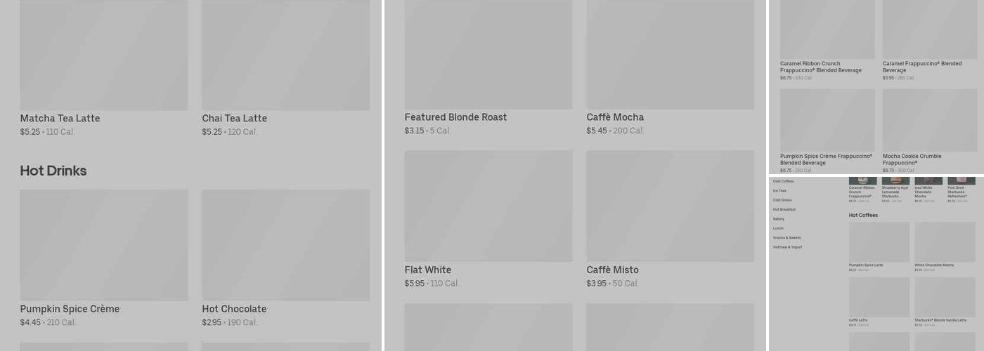 Starbucks Coffee Company Menu
