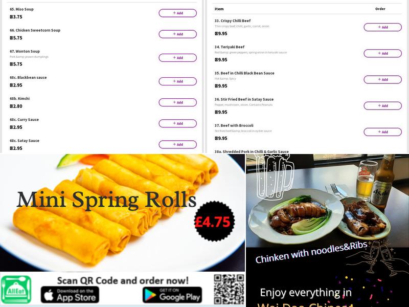 Wei Dao Chinese Restaurant Menu