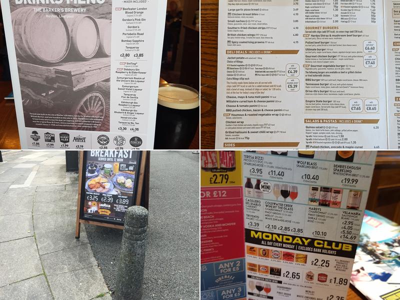 The Barker's Brewery - JD Wetherspoon Menu