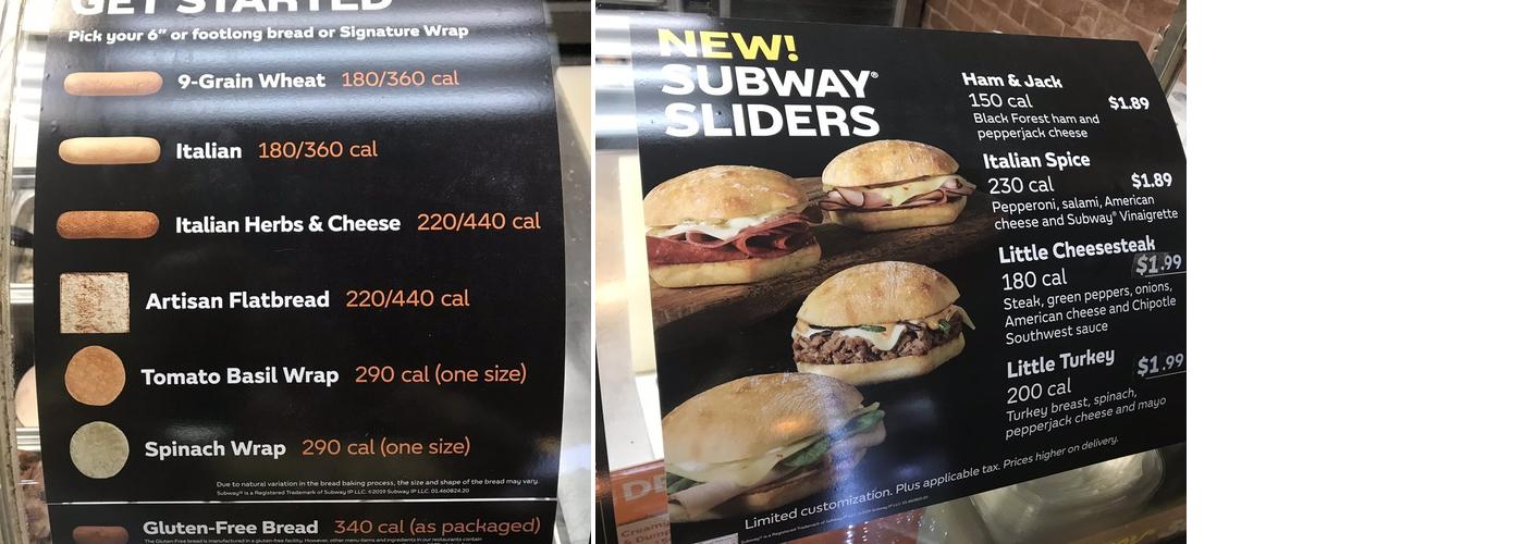 Subway Menu