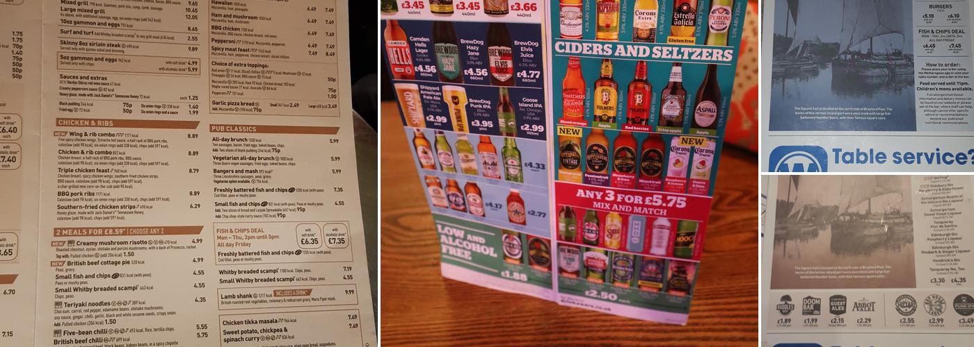 The Square Sail - JD Wetherspoon Menu