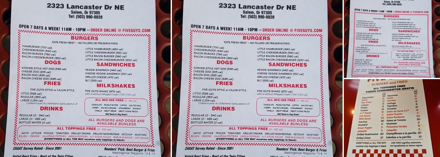 Five Guys Menu