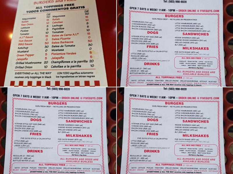 Five Guys Menu