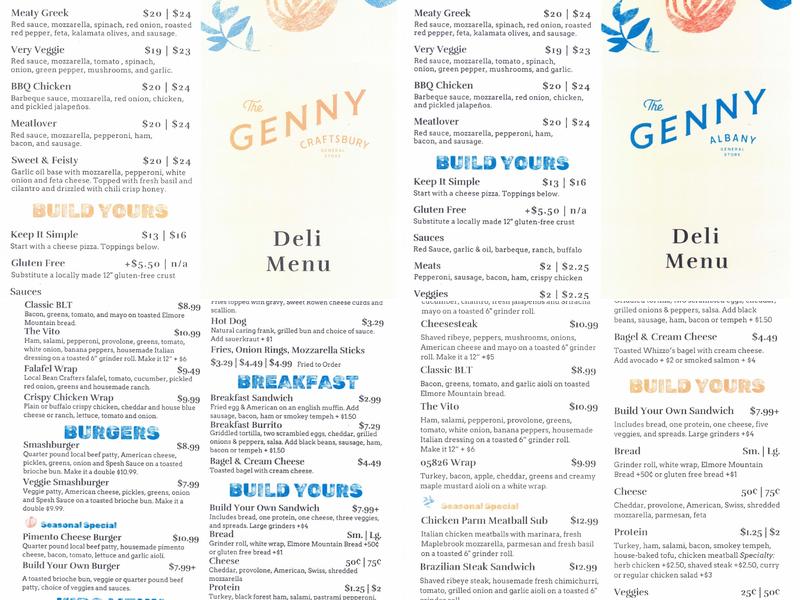 The Genny Albany Menu