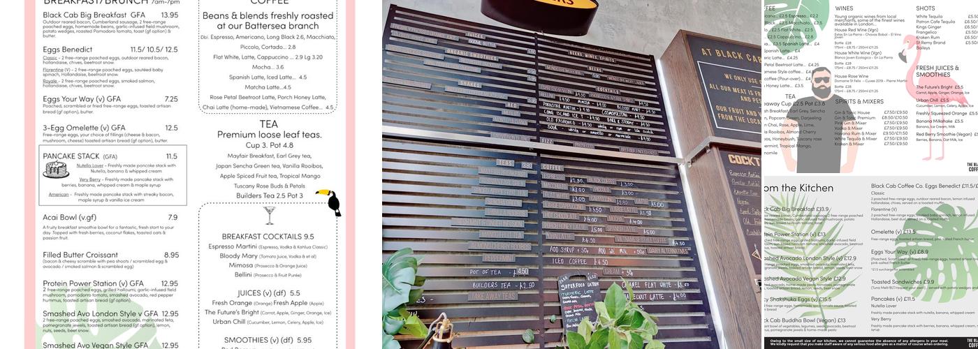 The Black Cab Coffee Co Menu