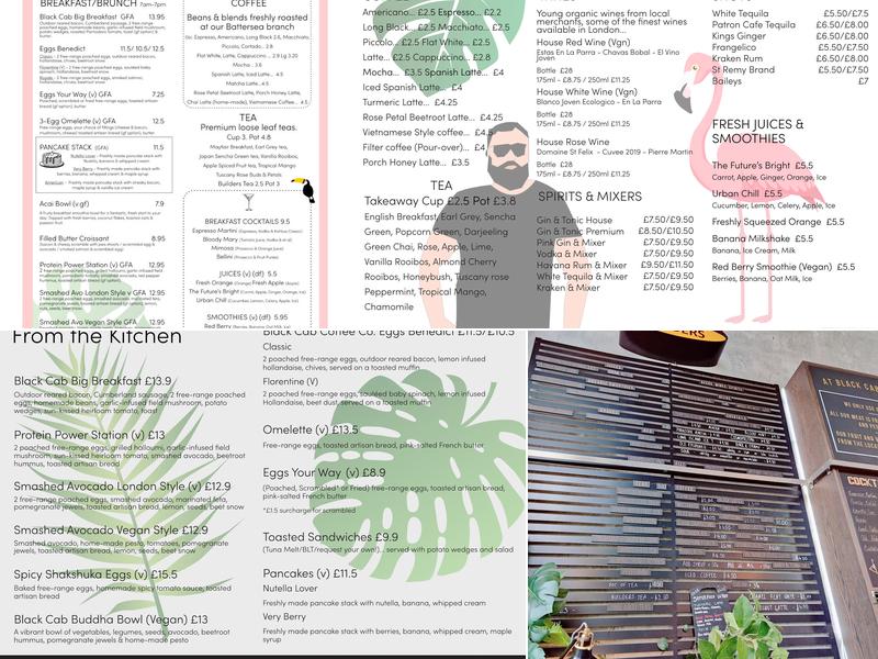 The Black Cab Coffee Co Menu