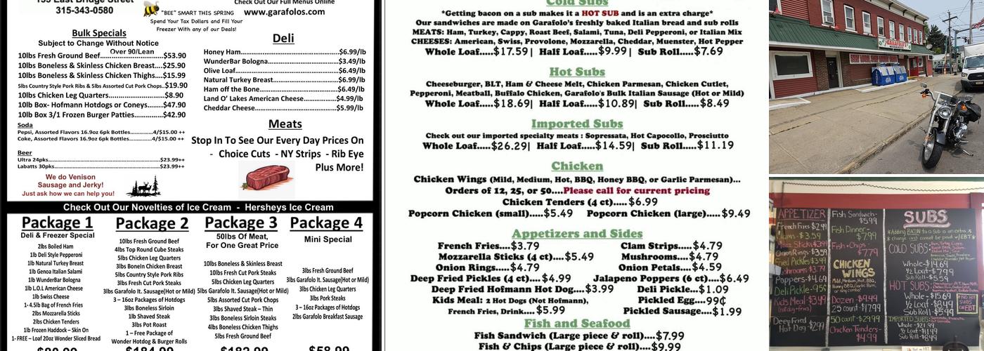 Garafolo's Menu